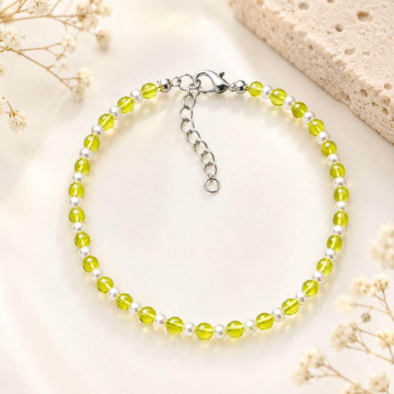 Neon Sunshine & Pearl Glow Fußkettchen Handgemacht mit Glasperlen & Edelstahl